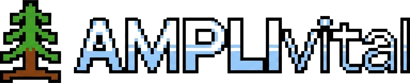 AMPLIvitals logotyp i åtta bitar