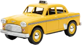 En av ungarnas gamla taxi-leksaksbilar.