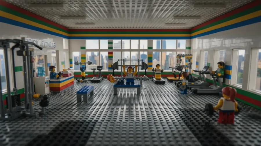 En artikel som liknar EAA aminosyror vid legobitar måste ju ha en huvudbild med ett legogym. En massa legogubbar och gummor tränar sin plastsvett ur sig på legogymmet.