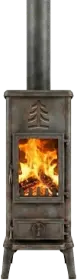 En bild på en kamin som brinner