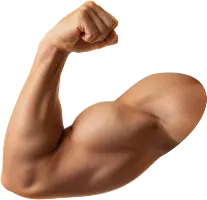 En muskel-emoji, fast det är en riktig arm.
