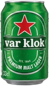 Det ser ut som en burk Heineken, men där logotypen brukar vara står det istället "var klok"