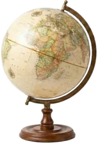 En jordglob, vänd så att Afrika och Europa är längst fram.