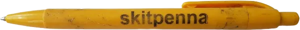 En reklampenna med logotypen "skitpenna"