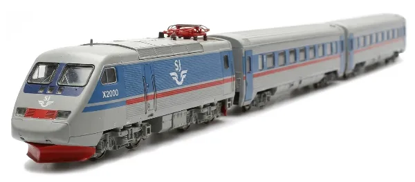 En modell av ett X2000-tåg som de såg ut från början.