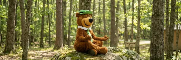 Lite långsökt, men seriefiguren Yogi Björn sitter i en yogaställning och är alltså en yogi-Yogi.