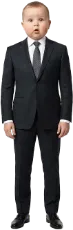 En vuxen man i kostym med ansiktet av en bebis. Vi har alla jobbat med den här killen.