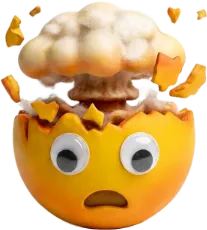 En exploderande huvud-emoji.