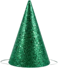 En grön glittrig partyhatt